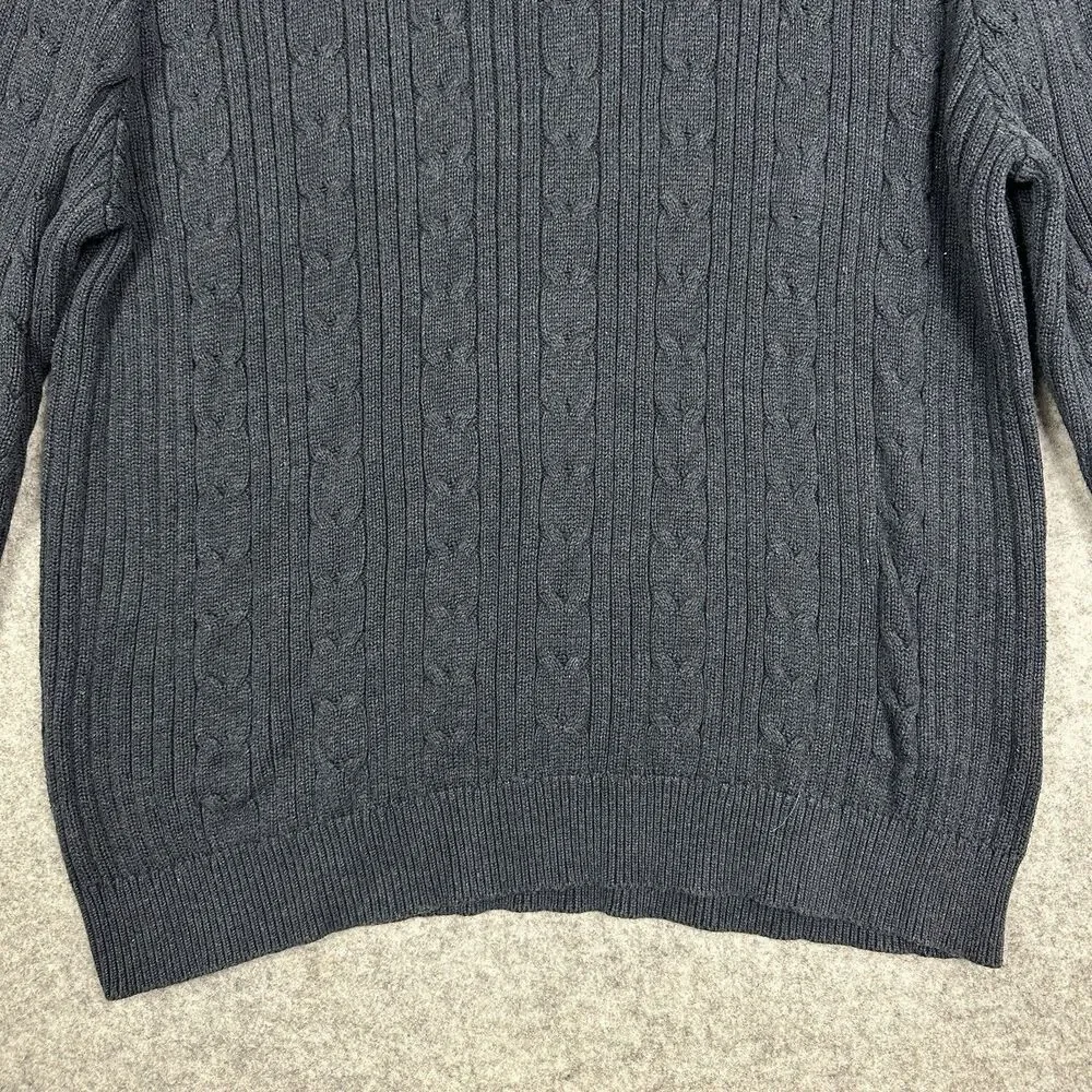 Vintage Eddie Bauer Cable Knit Sweater Mens Large Blue Cotton Crewneck Preppy